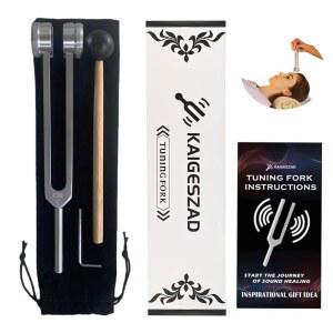 C 128HZ 튜닝 포크, 치유 차크라 세트용 반사 해머 포함 - 등급 가중 포크 힐링 악기 스파, 요가, 명상 및 휴식을 위한 사운드 테라피