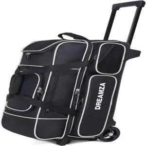 휠과 신발 포켓이 있는 드림자 볼 볼링백 3개 프리미엄 볼백 멀티 수납 포켓과 텔레스코픽 핸들이 간편한
