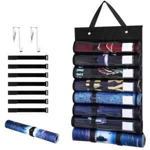 끈적끈적한 끈 7개가 달린 플레이매트 튜브 투명 보관 7+1개, 슬롯 매트 TCG/RPG 플라스틱 라벨이 카드 걸이 및 가방, 게임 2개가 튜브용 홀더