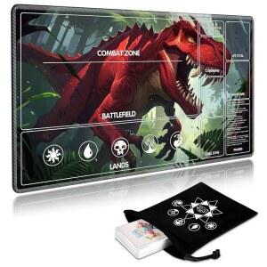 카드 보관 가방, 미끄럼 방지 고무 초보자 시카드즈, 매끄러운 덱용 친화적인 베이스 매트용 MTG 및 커맨더 레드 플레이 표면이 공룡 매트, 있는 매직