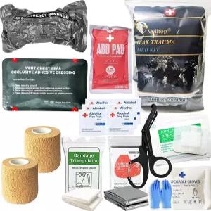VVIITOP 외상 리필 키트 응급 처치 통풍 가슴 씰 이스라엘 붕대 ABD 패드 자가 접착 압축 거즈 출혈 조절