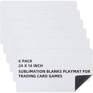 예시야 6개 카드 게임 매트 14 고무 승화 매끄러운 보드 플레이 24 x 블랭크 게임용 트레이딩 인치 매트, 마우스 패드(흰색)