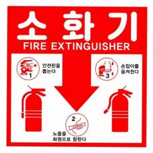 소화기 안내판 사용법 안내 화재 소화기 스티커 안전 표시 안내용 비상용 비상구 표지판 관리 용품 현장