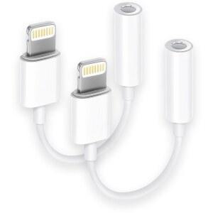 [미국배송] [애플호환 MFI 인증] 2팩 라이트닝에서 3.5MM 헤드폰 잭 어댑터 아이폰호환 AUX 어댑터 컨버터 동글 오디오 케이블 14 13 12 11 X XS 8 7과 호환됨