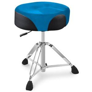 UPELLA 프로 드럼 스툴, 튼튼한 유압 왕좌, 벨벳 커버 인체 공학적 메모리 폼 시트, 조절 가능한 의자 미끄럼 방지 베이스, 드러머용 안장 벤치 (블루)