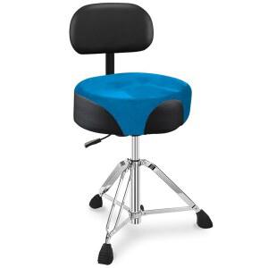 UPELLA 등받이가 있는 프로 드럼 스툴, 튼튼한 유압 왕좌, 벨벳 커버 인체 공학적 메모리 폼 시트, 조절 가능한 의자 미끄럼 방지 베이스, 드러머용 안장 벤치 (블루)