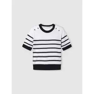 [하프클럽/코인코즈]숄더버튼장식 ST 반소매 니트_CC6SP675