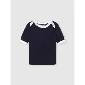 [하프클럽/코인코즈]숄더버튼장식 반소매 니트_CC6SP673