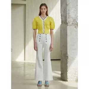 [하프클럽/에고이스트]더블 버튼 부츠컷 데님팬츠 화이트 EP2DP463