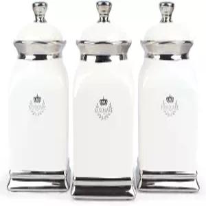 팬스퀘어 30온스 쿠키 병 화이트 키친 용기 세트 3개 조리대용 농가 도자기 장식 커피용 보관 설탕 티백