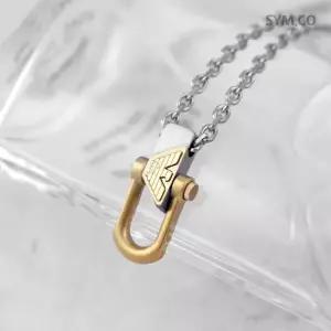 알마니 EGS3243 독수리 엠블럼 투톤 팬던트 체인 남자 스틸 목걸이 d