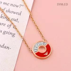 알마니 EG3560 독수리 엠블럼 로즈 골드 톤 큐빅 장식 팬던트 여자 실버 목걸이 d