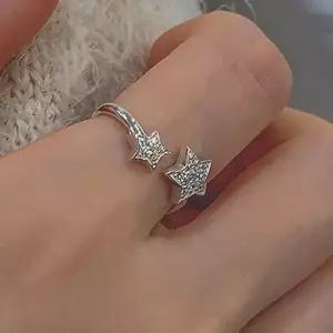 925실버 트윈 파베 별 오픈 링 반지