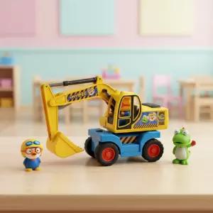 바니랜드 뽀로로 포크레인 중장비 자동차 공사장 특수차량 굴착기 건설차 후렉션 작동완구