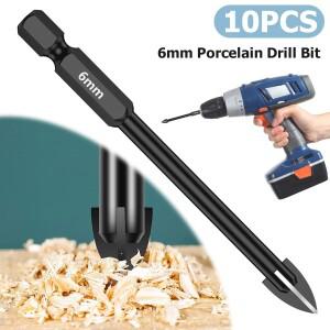 10Pcs 6mm 크로스 16 진수 드릴 비트 기리 세트 타일 도자기 유리 대리석 거울 다기능 전기 스크루 드라이