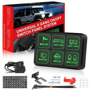 6 갱 스위치 패널, 오프로드타운 전자 릴레이 시스템, 회로 제어 박스 방수 퓨즈 릴레이 박스 배선 하네스 라벨 스티커 포함 자동차 트럭용