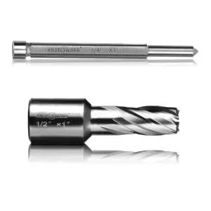 엔젤스워드 HSS 환형 커터 직경 1/2인치 절단 깊이 1인치 고속 강철 마그네틱 드릴 프레스용 Mag 비트 키트