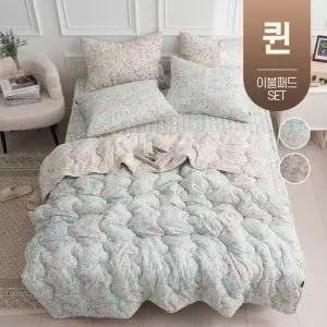 플라워 정원 봄 가을 사계절 먼지없는 차렵 이불 간절기 퀸사이즈 침구 퀸 Q 침대 패드 세트