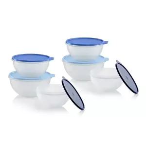 Tupperware Heritage Wonderlier 12피스 식품 보관 그릇 세트, 투명/블루, 식기세척기 사용 가능, BPA 프리