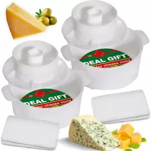 팔로워 피스톤과 치즈클로스가 있는 치즈 몰드 2개 - 제조 키트 용품 폼 바구니 스트레인용 면포 파라 퀘소