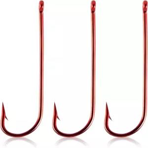 닥터피쉬 100팩 애버딘 훅스 레드 담수 낚시 엑스트라 롱 섕크 라이트 와이어 오프셋 베이스 크레이피 브림