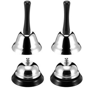 호텔 학교 레스토랑 데스크 카운터 리셉션 구역 홈 오피스를 위한 풀크리즈 콜 벨 2개와 라우드 핸드 클래식 서비스 실버 스틸 2개