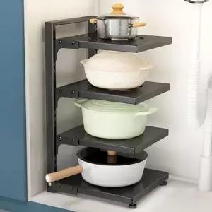 주방 조리 도구 정리 선반 접시 냄비 높이 조절 4단 블랙 싱크대선반