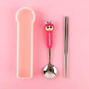 짱구 숟가락 젓가락 세트 아이 어린이 핑크 어린이 식기