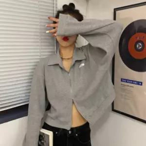 심플투웨이카라짚업 크롭양지퍼여성자켓(그레이)2XL