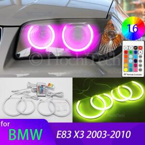 하이 퀄리티 울트라 브라이트 RGB 코튼 LED 엔젤 아이 링 주간 조명 BMW 호환 E83 X3 2003-2010 자동차 액