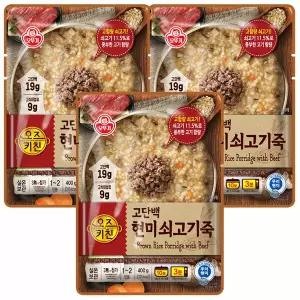 [온누리상품] 오뚜기 오즈키친 고단백 현미쇠고기죽 400g x 3개