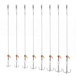 소울첸 8개 얼음 낚시 팁업 리더 리그 세트, 1-8 크기의 날카로운 훅, 7.9인치 무게의 스테인리스 스틸 어리버리 월라이 파이크 머스키 프레데터 낚시용.
