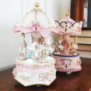 뮤직박스 LED 회전목마 오르골 자장가 태엽 인테리어 소품 1P