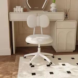 베이비 리본 핑크 스툴 양털 화장대의자 등받이