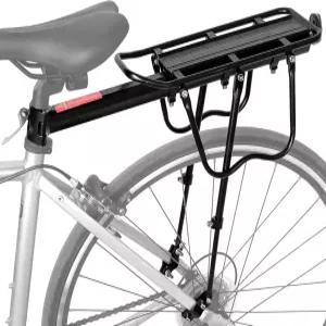 리어 바이크 랙 화물 110-135Lb 용량의 범용 조절식 백 반사 로고가 있는 자전거 장비 스탠드 풋스톡