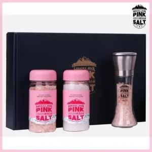 히말라야 핑크소금 선물세트6호 핑크굵은소금 400gX1개+크리스탈굵은소금 400gX1개+그라인더