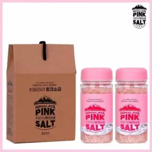 히말라야 핑크소금 답례품세트 1호 핑크굵은소금 400gX2개 보틀 명절 결혼식 돌잔치 고희 팔순 조