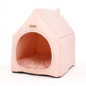 [셀러에이드]강아지 하우스 핑크 크림