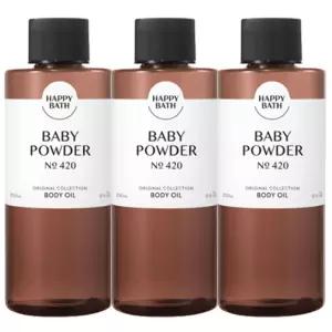 해피바스 오리지널 컬렉션 바디오일 베이비파우더 250ml x 3개 은은한 향의 고보습 케어