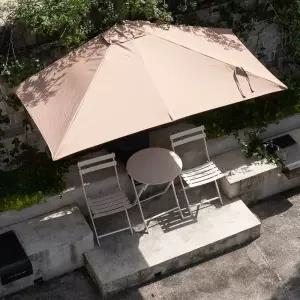 반우산 200x100cm 등나무 블랙 베이스없음 사각파라솔 야외 테라스 특대형 폴