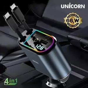 [셀러허브]4IN1 릴타입 시거잭 차량용 멀티 고속충전기 동시4대충전 LED 화면 CP-500D (S46462187)