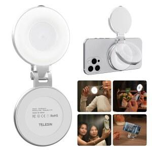 [미국배송] TELESIN C03 마그네틱 셀카 조명 아이폰호환 MAGSAFE와 호환되는 휴대폰 CRI97 360 LED 링 셀카/사진/틱톡/줌 통화/ 회의용 거울로 조명 채우기
