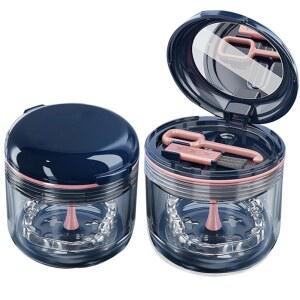 아이다몰 리테이너 케이스 틀니 배스 컵 박스 마우스 가드 홀더 거울과 브러시로 여행 청소를 위한 배수 트레이가 있는 보관용 담금질 용기