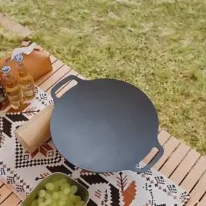 ( )캠핑불판 카나모 캠핑 그리들 무쇠 불맛 직화 바베큐용 대형 33cm