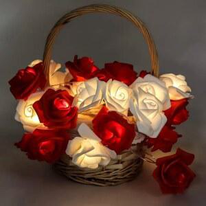 장식 요정 10/20 로맨틱 인공 빛 꽃 랜드 파티 갈 밤 문자열 웨딩 램프 조명 장미 LED 1pc