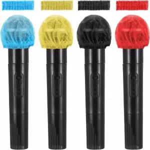 KTV 노래방 녹음실 무대 공연을 위한 일회용 부직포 휴대용 마이크 커버 윈드스크린 보호 캡 400 PCS 위생