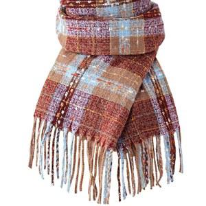 여성용 코클로티 스카프 겨울 롱 격자 따뜻한 파슈미나 숄 및 랩 느낌의 담요