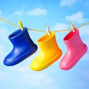 어린이 부츠 짧은 미끄럼 방지 아동 부츠 고무 장화 신발 방수