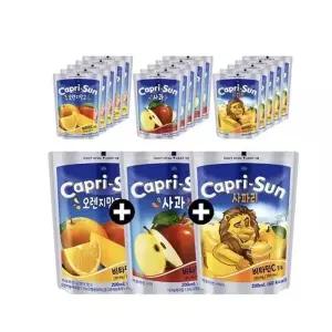 [셀러허브]카프리썬 파우치 주스 200ml 30개(오렌지망고, 사과, 사파리 각 10개) (S38037007)