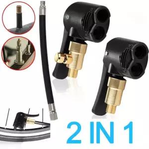 황동볼밸브 2-in-1 자전거 에어 노즐 황동 휴대용 인플레이터 펌프 타이어 척 밸브 커넥터 어댑터 휠 부품